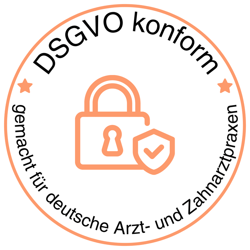 Siegel: DSGVO-konform, gemacht für deutsche Arzt- und Zahnarztpraxen